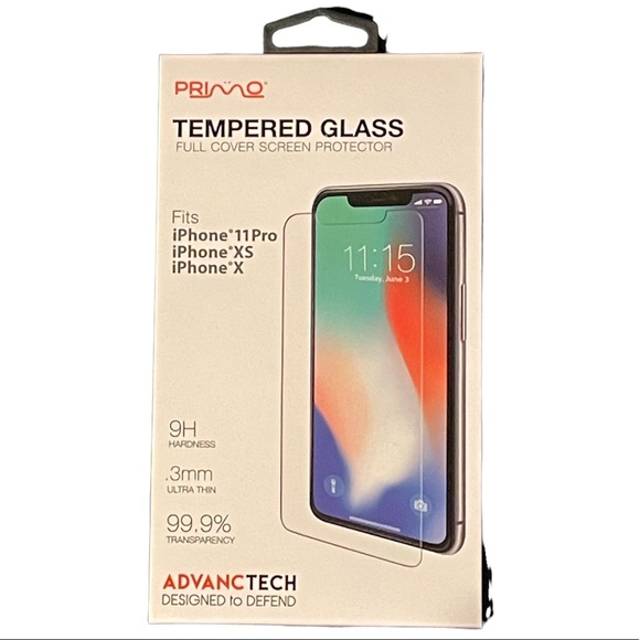 Primo Tempered Glass Full Screen Protector For iPhone 11 Pro/iPhone XS or X - Picture 1 of 2